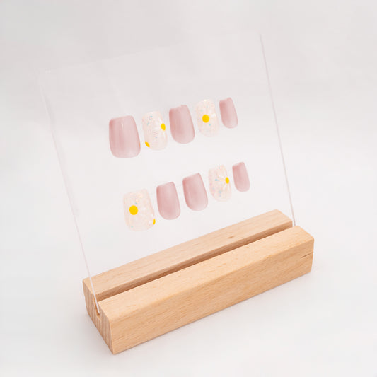 Daisy Blush | Short Coffin Premium Hand Made Press On Nails